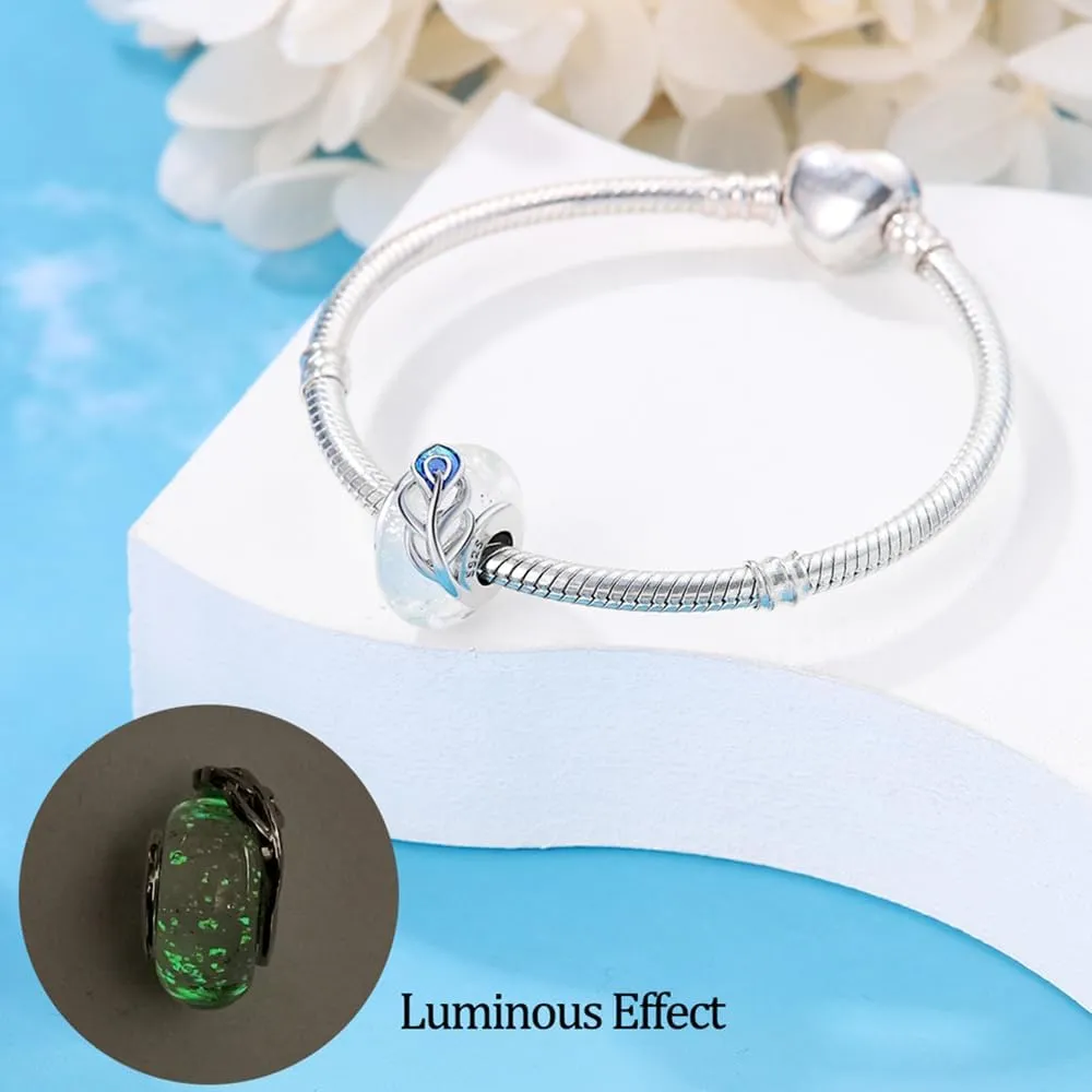 Balloon Travel Bag Pumpkin Murano Glass Lipstick High Heel Fireflies Bees Flag Butterfly Dangle Charms Compatible for Women Bracelets Necklaces in 925 Silver with Cubic Zirconia,Women Jewelry