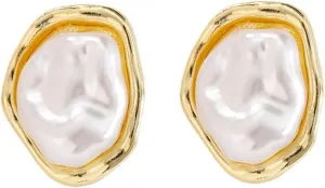 Baroque Baroque Pearl Earrings - 14k Gold Plated Stud Earrings - Handmade, Hypoallergenic, Irregular Pearl - Trendy Women's Jewelry