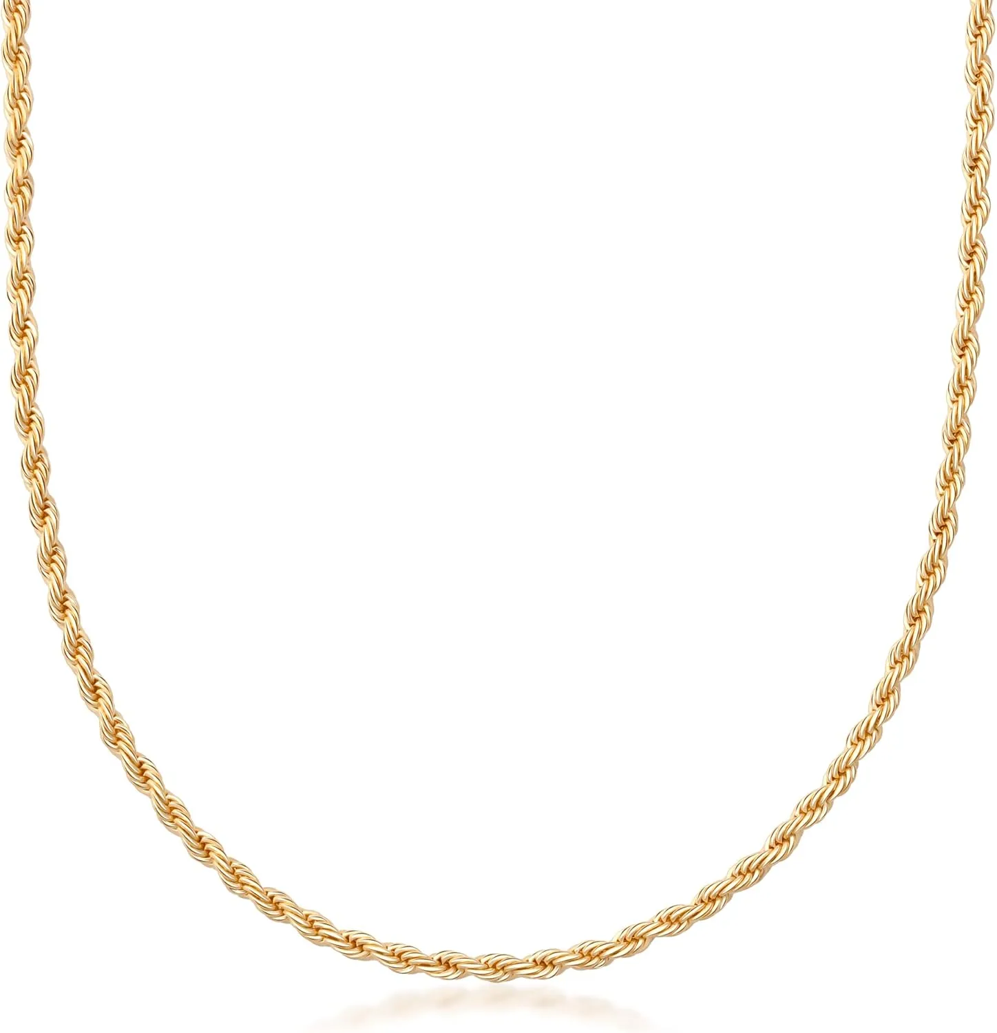 Barzel 18K Gold Plated Rope Chain Necklace - Made In Brazil