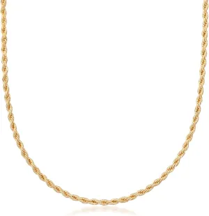 Barzel 18K Gold Plated Rope Chain Necklace - Made In Brazil