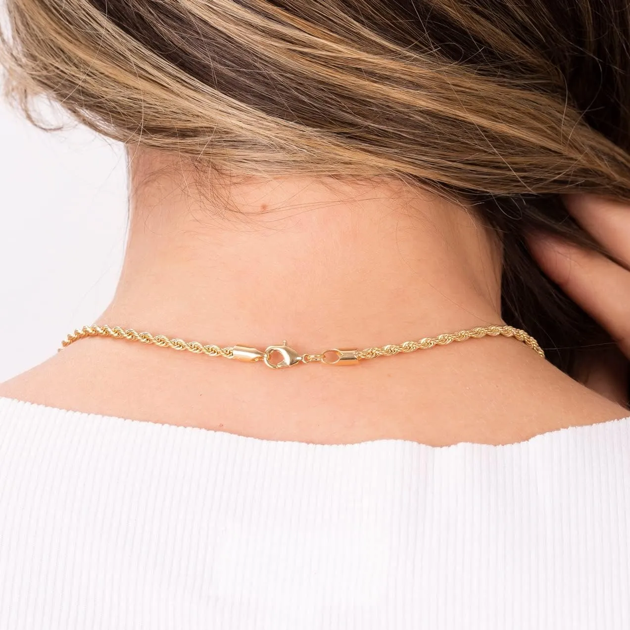 Barzel 18K Gold Plated Rope Chain Necklace - Made In Brazil