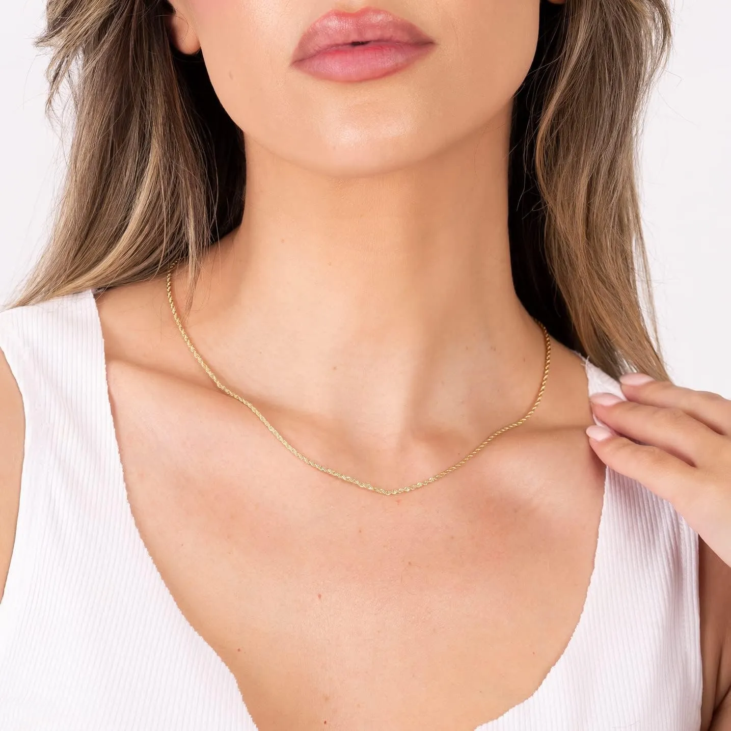 Barzel 18K Gold Plated Rope Chain Necklace - Made In Brazil
