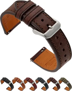 Benchmark Leather Watch Band - Premium Italian Full Grain Leather Watch Straps for Men and Women with Quick Release Spring Bars - Choice of Color and Width - 18mm, 20mm, 22mm