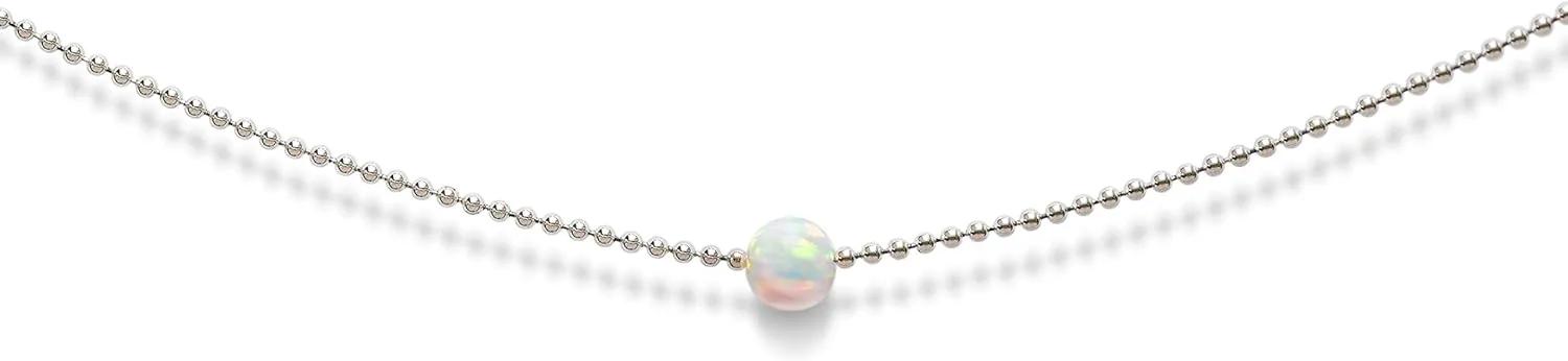 Benevolence LA White Gold Choker Necklace, Opal Dainty Beaded Necklace for Women, Gifts for Mom, Delicate Short Dainty Fashion Accessories | Designed in California, Gift for Her