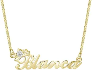 BETHZA Diamond Name Necklace Personalized with Crown 925 Sterling Silver Custom Nameplate Pendant Jewelry for Women