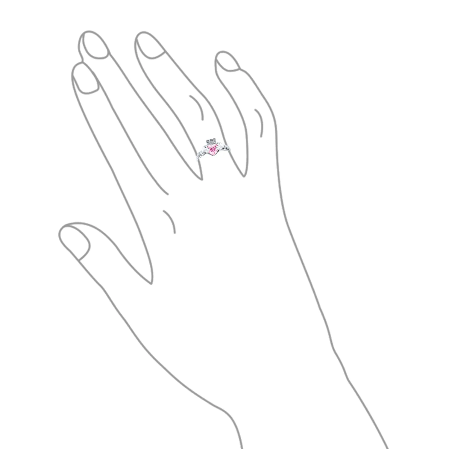 BFF Celtic CZ Imitation Gemstone Heart Claddagh Ring Sterling Silver