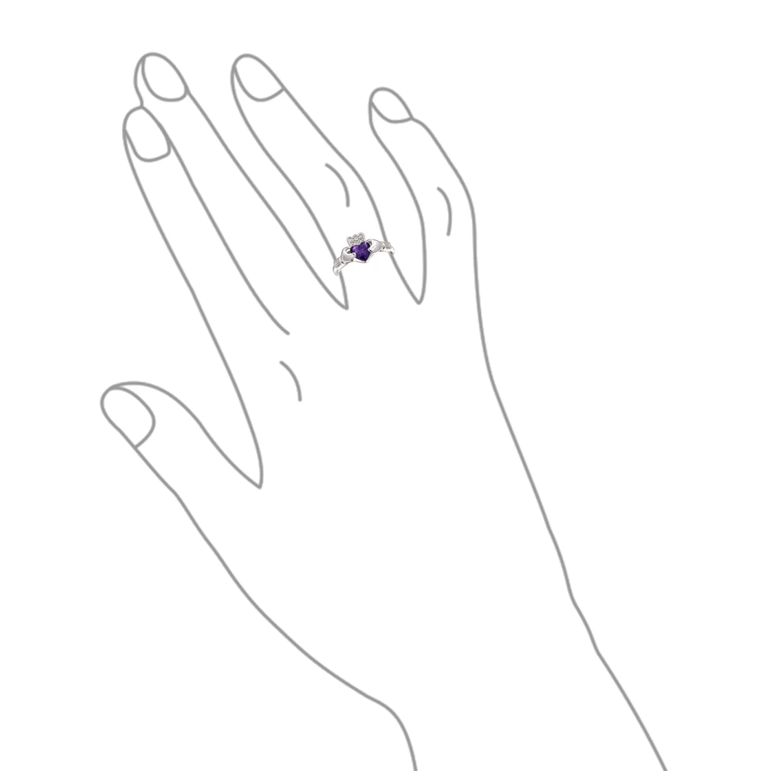 BFF Celtic CZ Imitation Gemstone Heart Claddagh Ring Sterling Silver