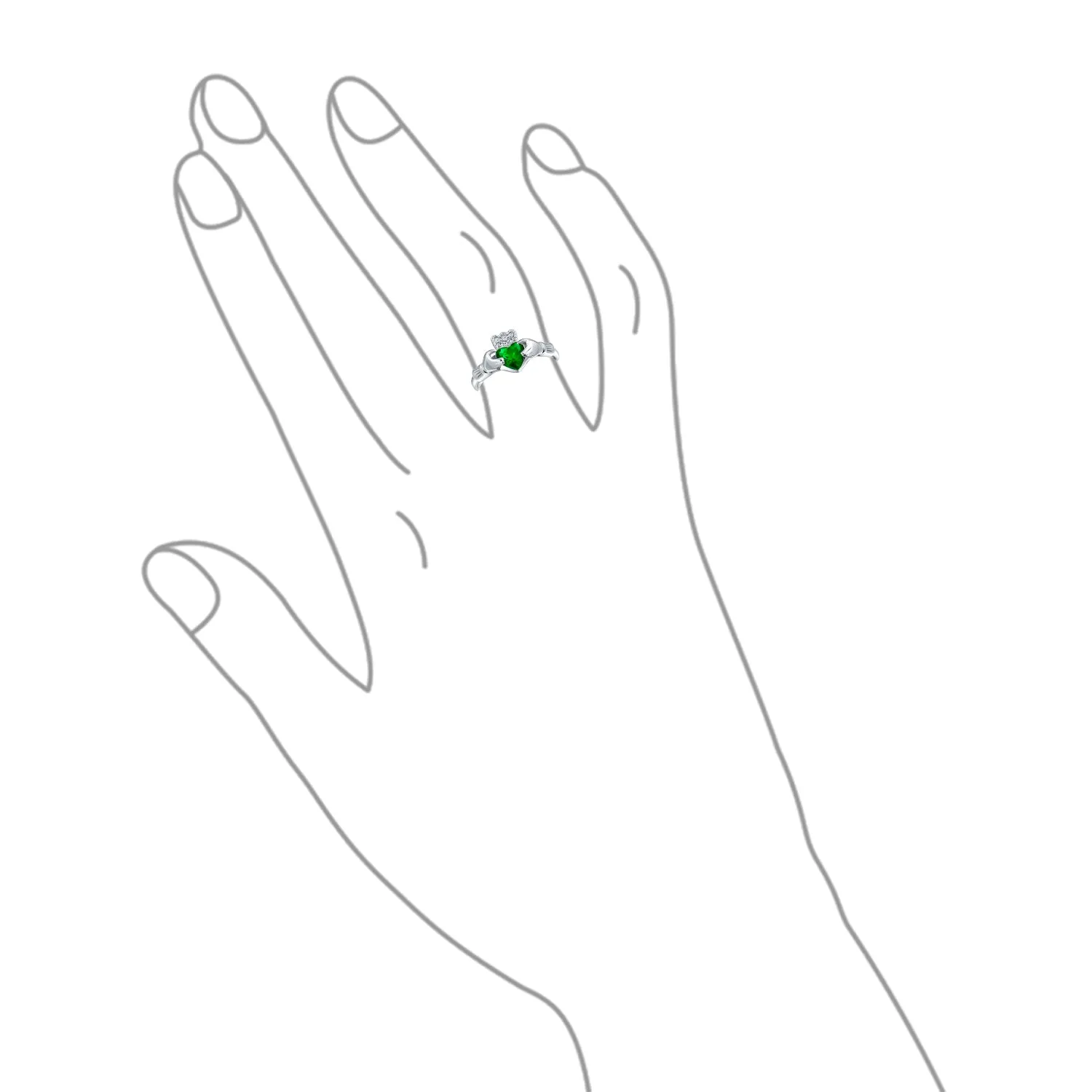 BFF Celtic CZ Imitation Gemstone Heart Claddagh Ring Sterling Silver