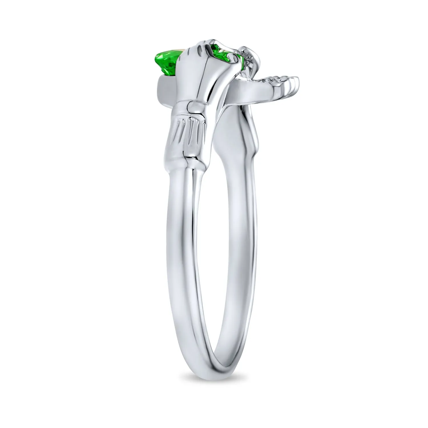 BFF Celtic CZ Imitation Gemstone Heart Claddagh Ring Sterling Silver