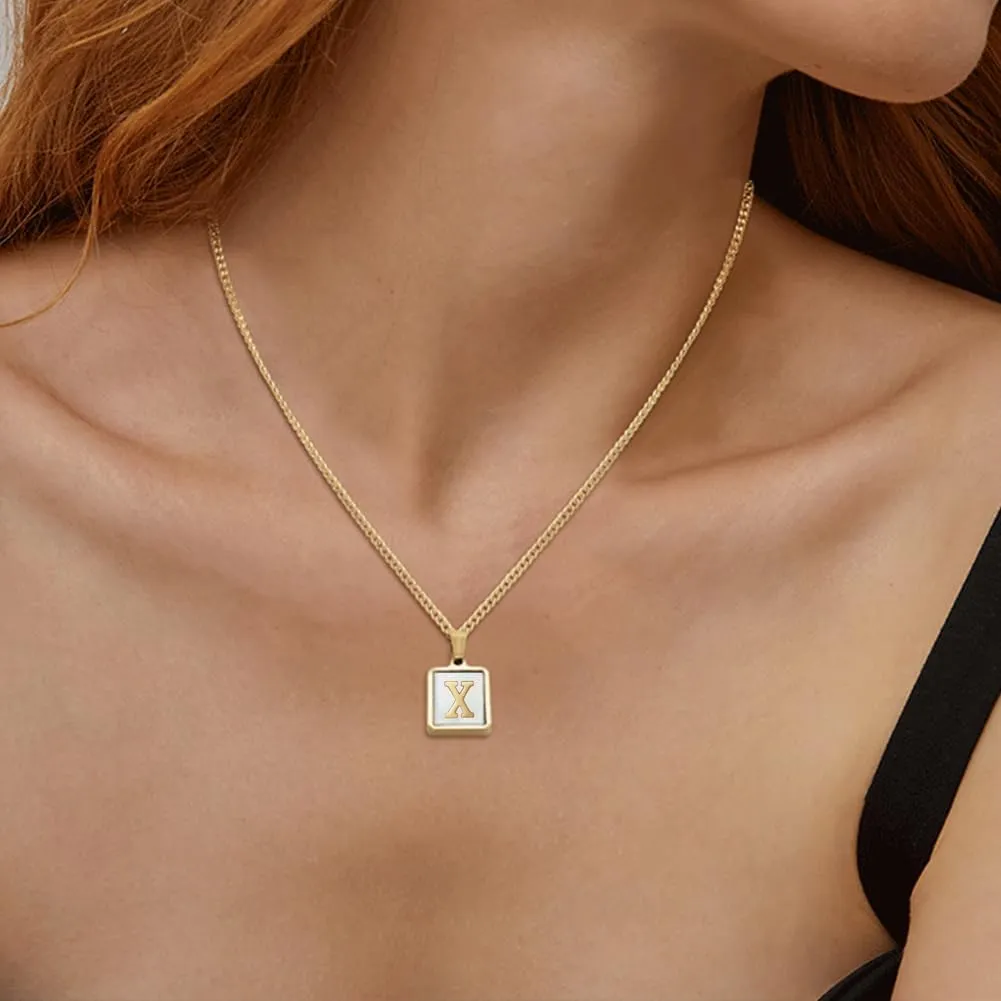 BG&WLing Initial Necklace for Women,18K Gold Plated Stainless Steel Letter Necklace Personalized Name Necklace Customized Jewelry Gift for Mom Wife