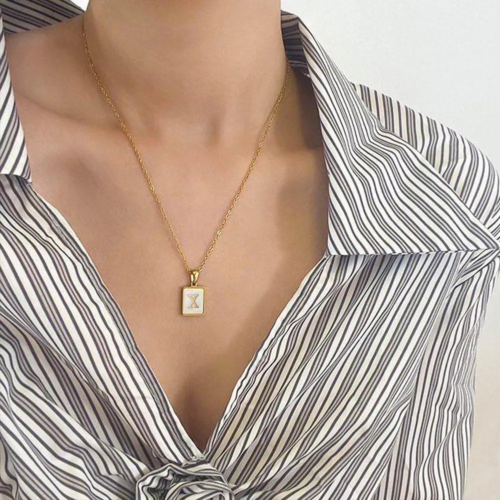 BG&WLing Initial Necklace for Women,18K Gold Plated Stainless Steel Letter Necklace Personalized Name Necklace Customized Jewelry Gift for Mom Wife