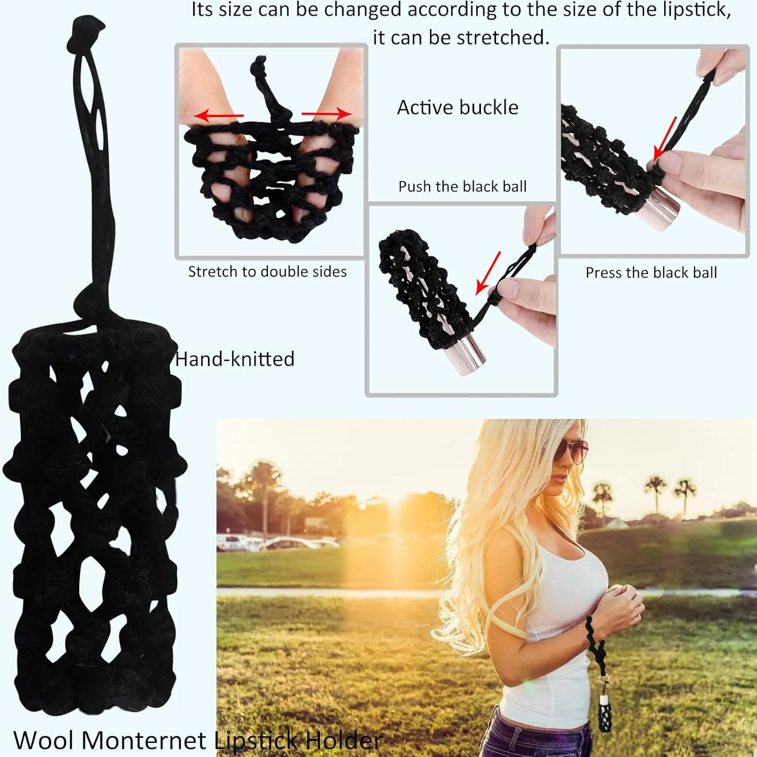 BIHRTC Boho Wristlet Keychain Wallet Lipstick Holder Handmade Wristband Bracelet