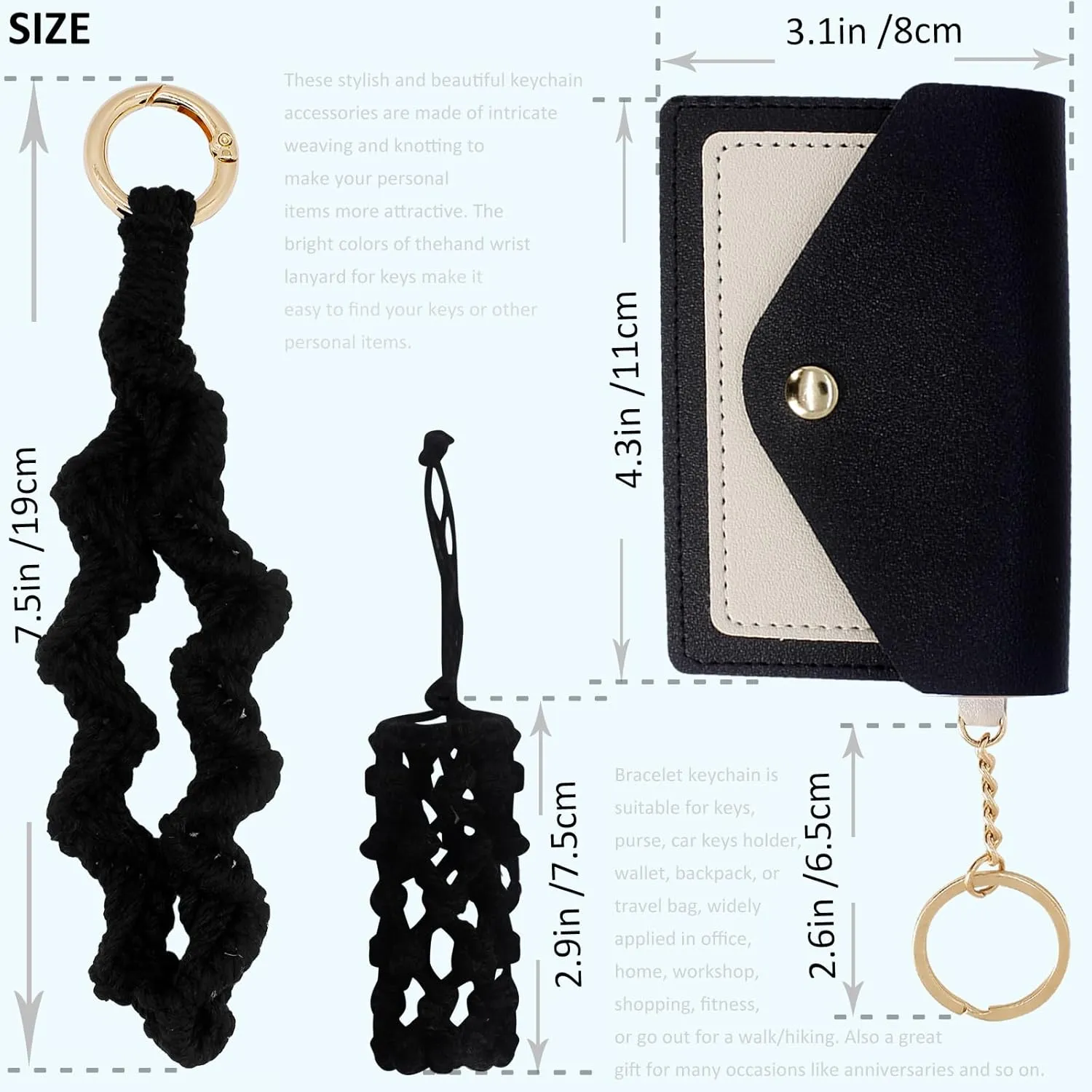 BIHRTC Boho Wristlet Keychain Wallet Lipstick Holder Handmade Wristband Bracelet