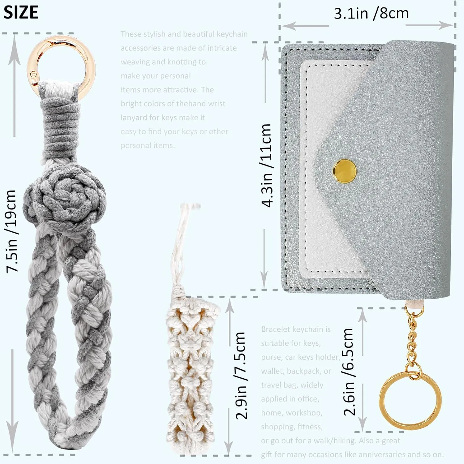 BIHRTC Boho Wristlet Keychain Wallet Lipstick Holder Handmade Wristband Bracelet