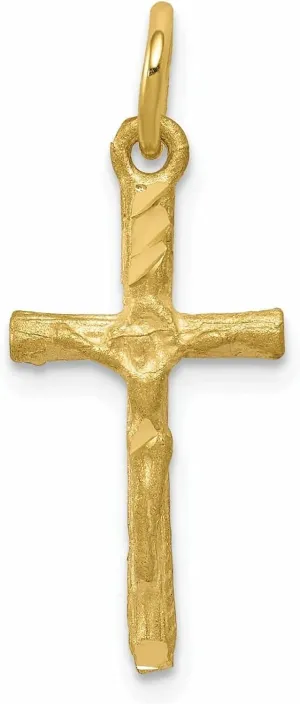 Bijou 10k Yellow Gold Satin Cross With Jesus Pendant