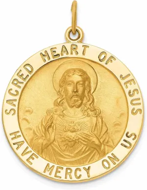 Bijou 14 Yellow Gold Sacred Heart Jesus Medal Pendant