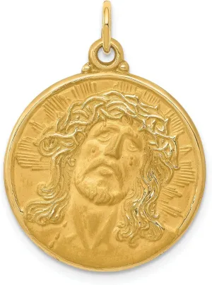 Bijou 14k Yellow Gold Jesus Medal Pendant