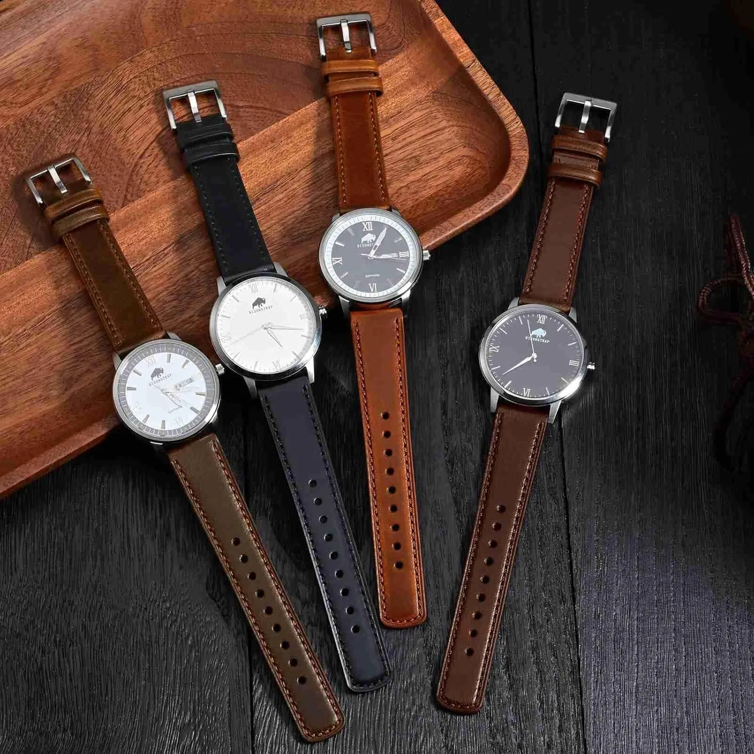BISONSTRAP Leather Watch Straps, Classic Oil Waxed Leather, Quick Release Replacement Band for Men and Women, Band Width 18mm 20mm 22mm