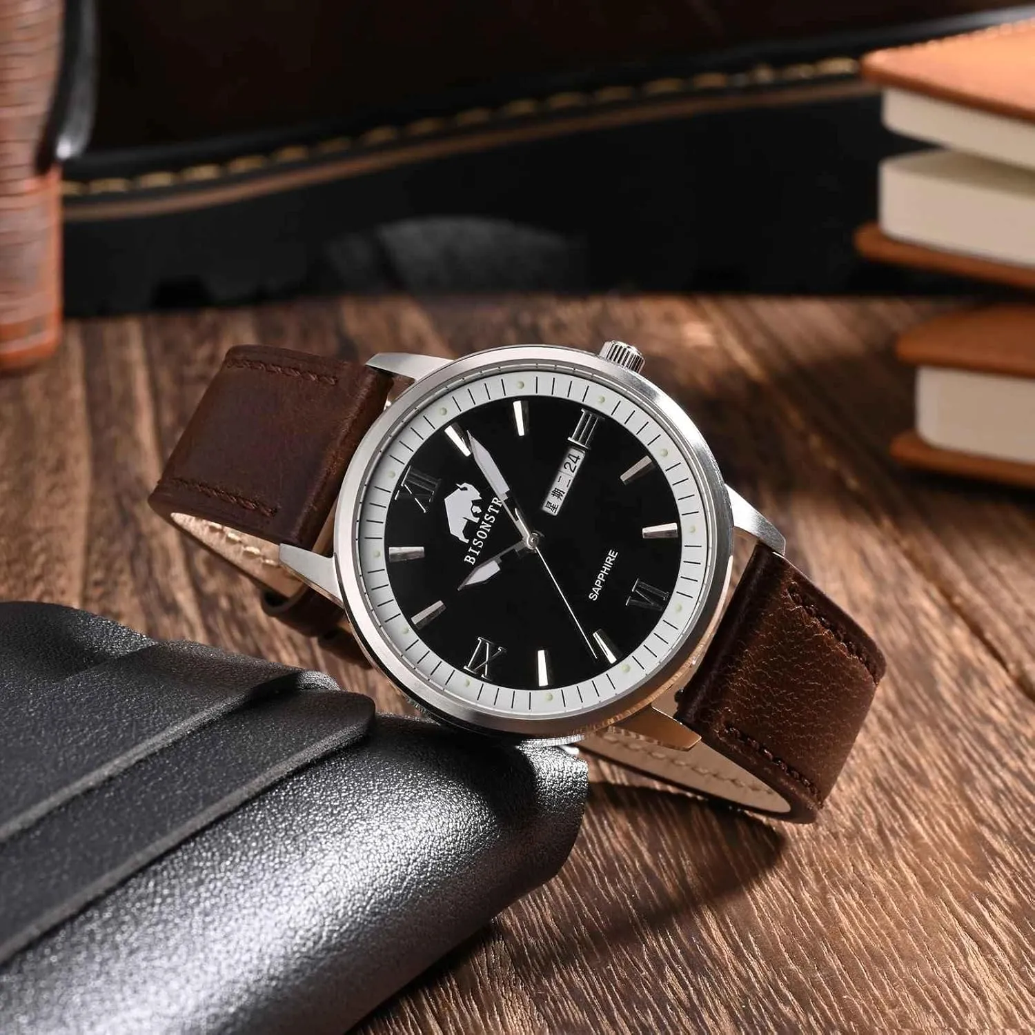 BISONSTRAP Leather Watch Straps, Classic Oil Waxed Leather, Quick Release Replacement Band for Men and Women, Band Width 18mm 20mm 22mm