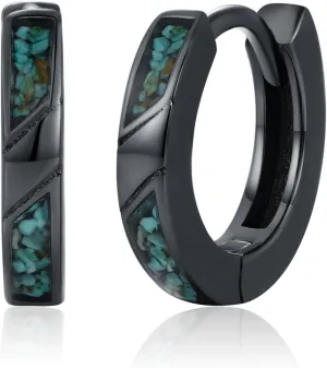 Black Hoop Earrings 925 Sterling Silver Small Black Huggie Earrings Punk Gothic Jewelry Gift for Women Men