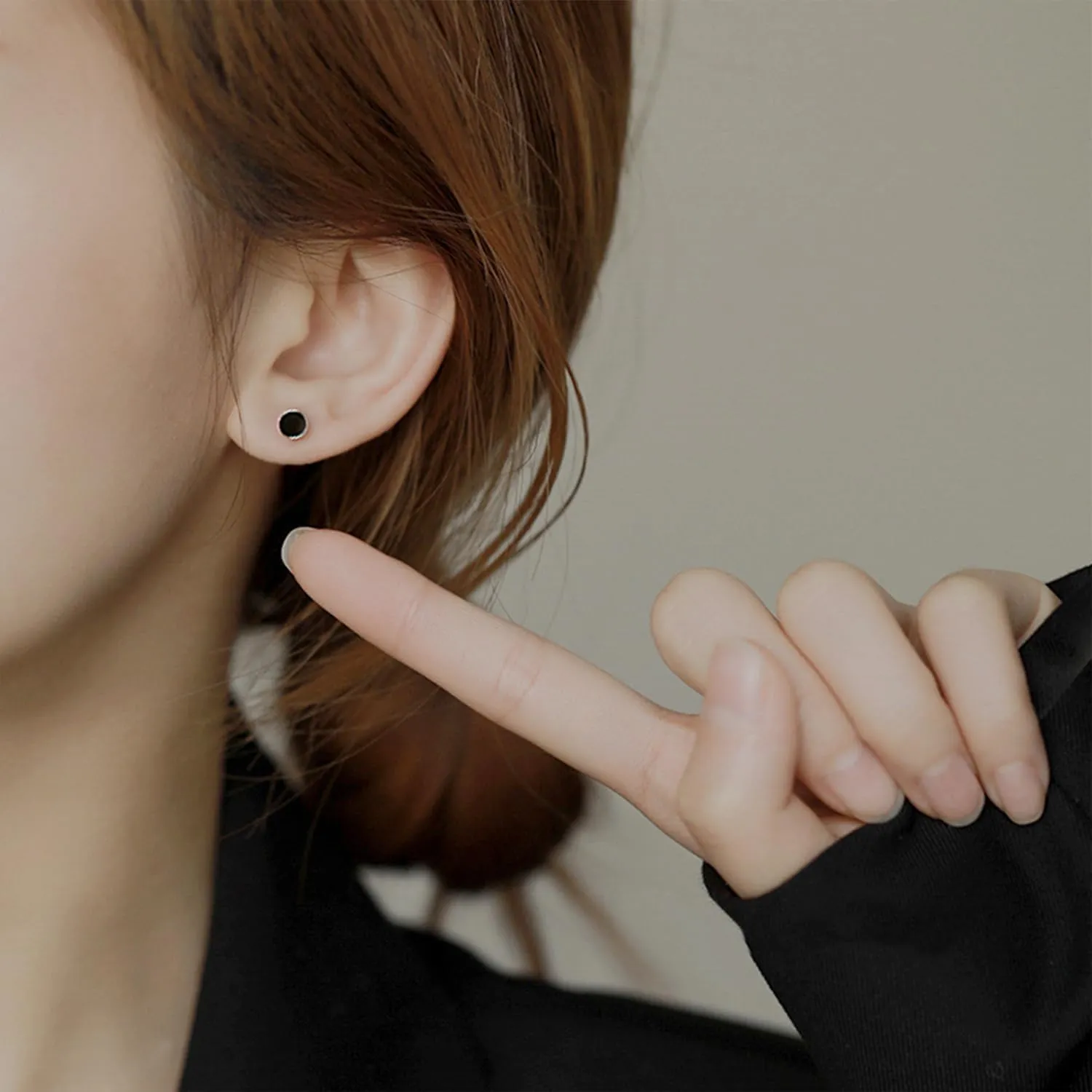 Black Stud Earrings Sterling Silver Stud Earrings Minimalist Tiny Stud Earrings Dainty Heart Earrings Studs Jewelry Gifts for Women Girls