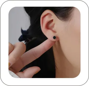 Black Stud Earrings Sterling Silver Stud Earrings Minimalist Tiny Stud Earrings Dainty Heart Earrings Studs Jewelry Gifts for Women Girls