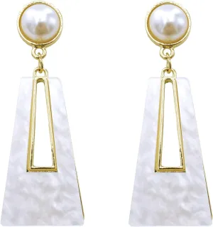 Black White Earrings for Women Sparkly Geometric Dangle Drop Statement Jewelry