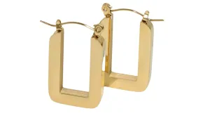 B.Lauren Designs Minimalist Rectangle Hoops, 18K Gold Plated Geometric U-Shape Earrings, Everyday Earrings for Her, Stainless Steel Post, Dainty Gold Earrings