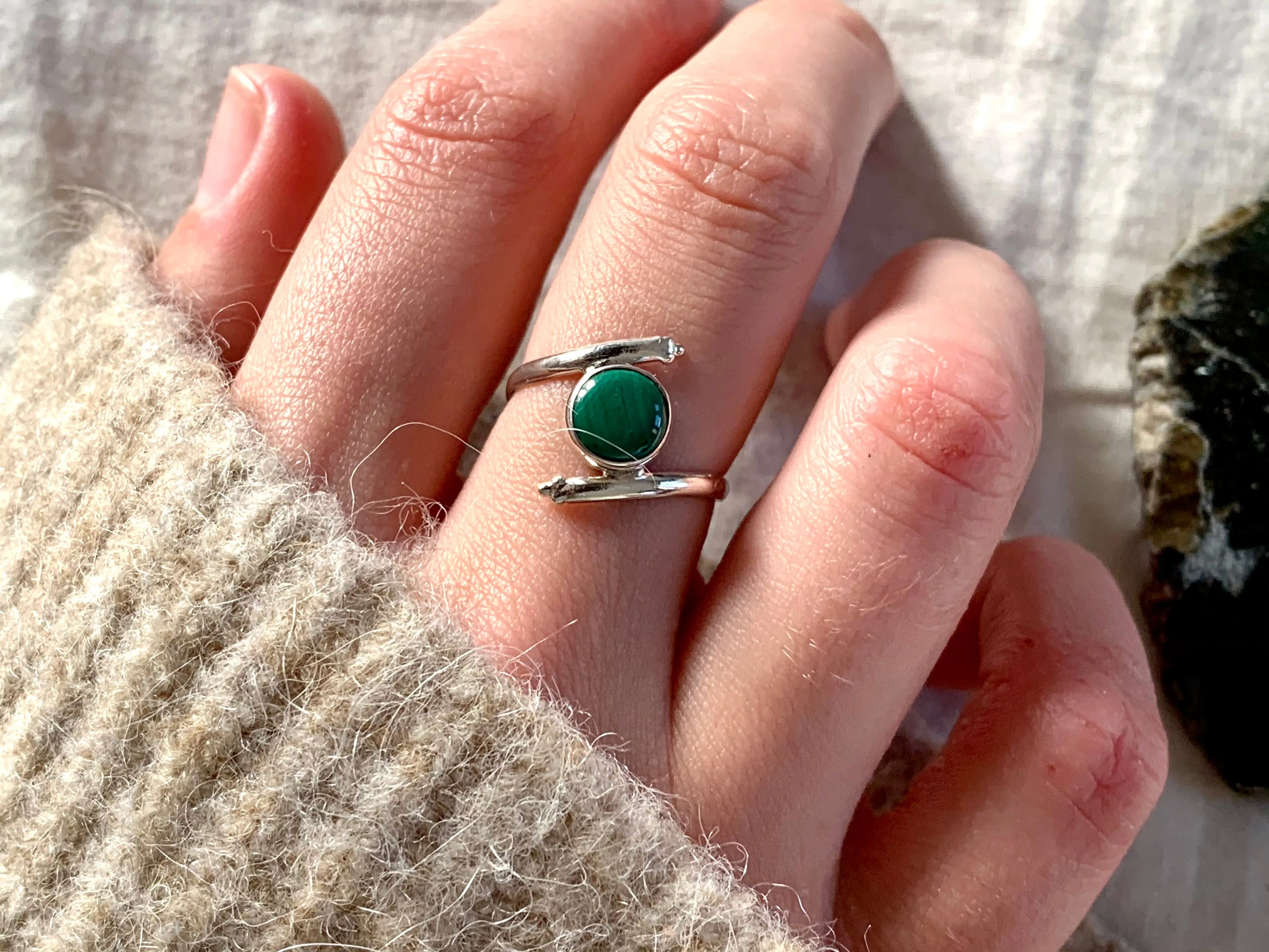 Blue Topaz / Garnet / Malachite / Tiger's Eye Callie Ring