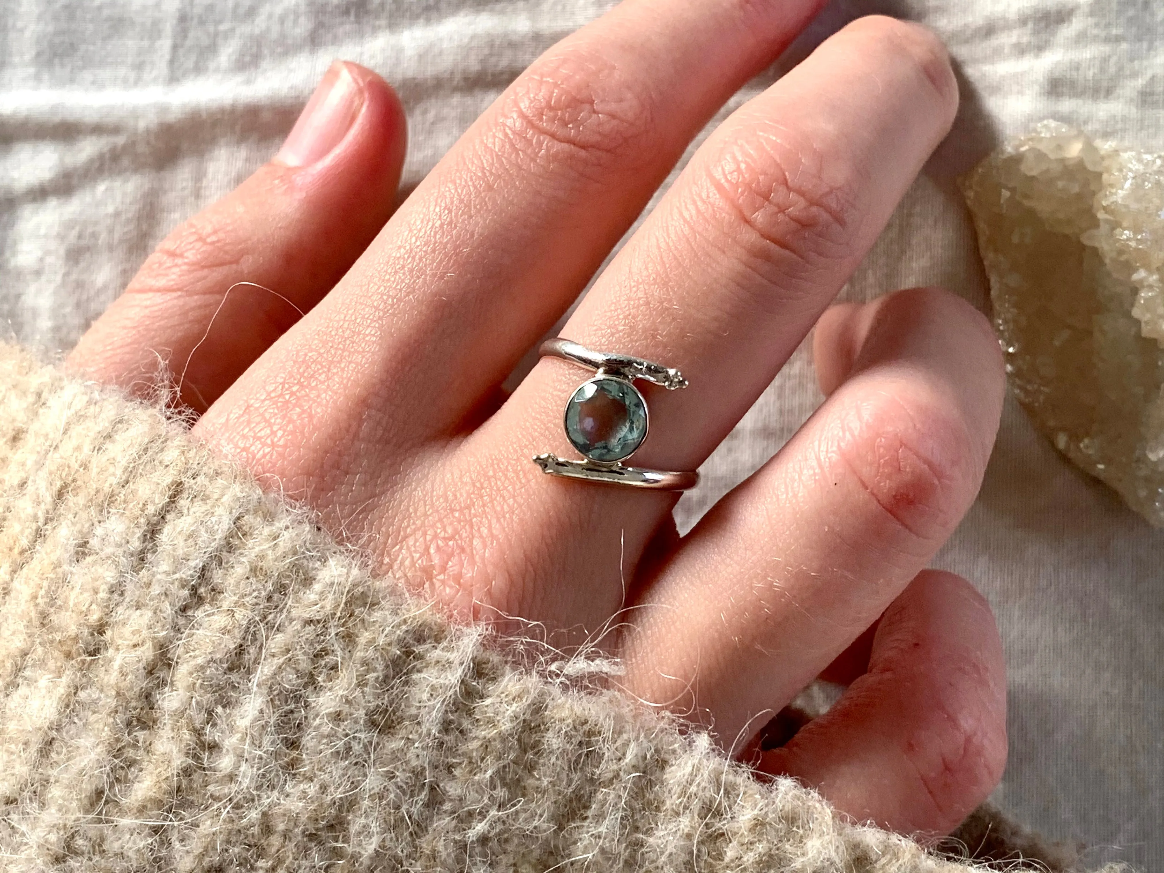 Blue Topaz / Garnet / Malachite / Tiger's Eye Callie Ring