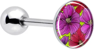 Body Candy 14G Women 316L Stainless Steel Blossom Creation Tropical Floral Flowers Mens Barbell Tongue Ring Body Piercing Jewelry 5/8