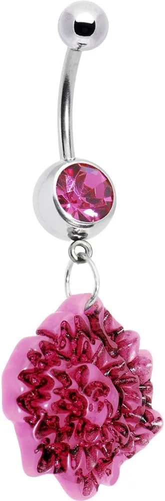 Body Candy Pink Exotic Flower Belly Ring