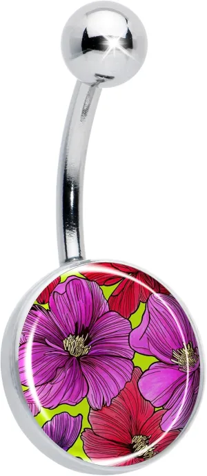 Body Candy Womens 14G 316L Stainless Steel Navel Ring Piercing Blossom Creation Tropical Floral Flowers Mens Belly Button Ring