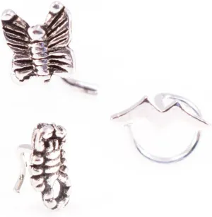 BodyJewelryOnline Nose Ring Studs Screw Set of 3 Scorpion Butterfly and Bat Design 22g