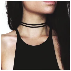 Bohemia Layered Suede Choker Necklace Black Velvet Choker Necklace Short Thin Black Necklace Gothic Retro Necklace Chain Jewelry