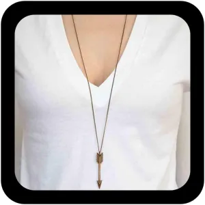 Bohemia Long Arrow Pendant Necklace - Tribal Vintage Chevron Arrow Chain Jewelry for Women