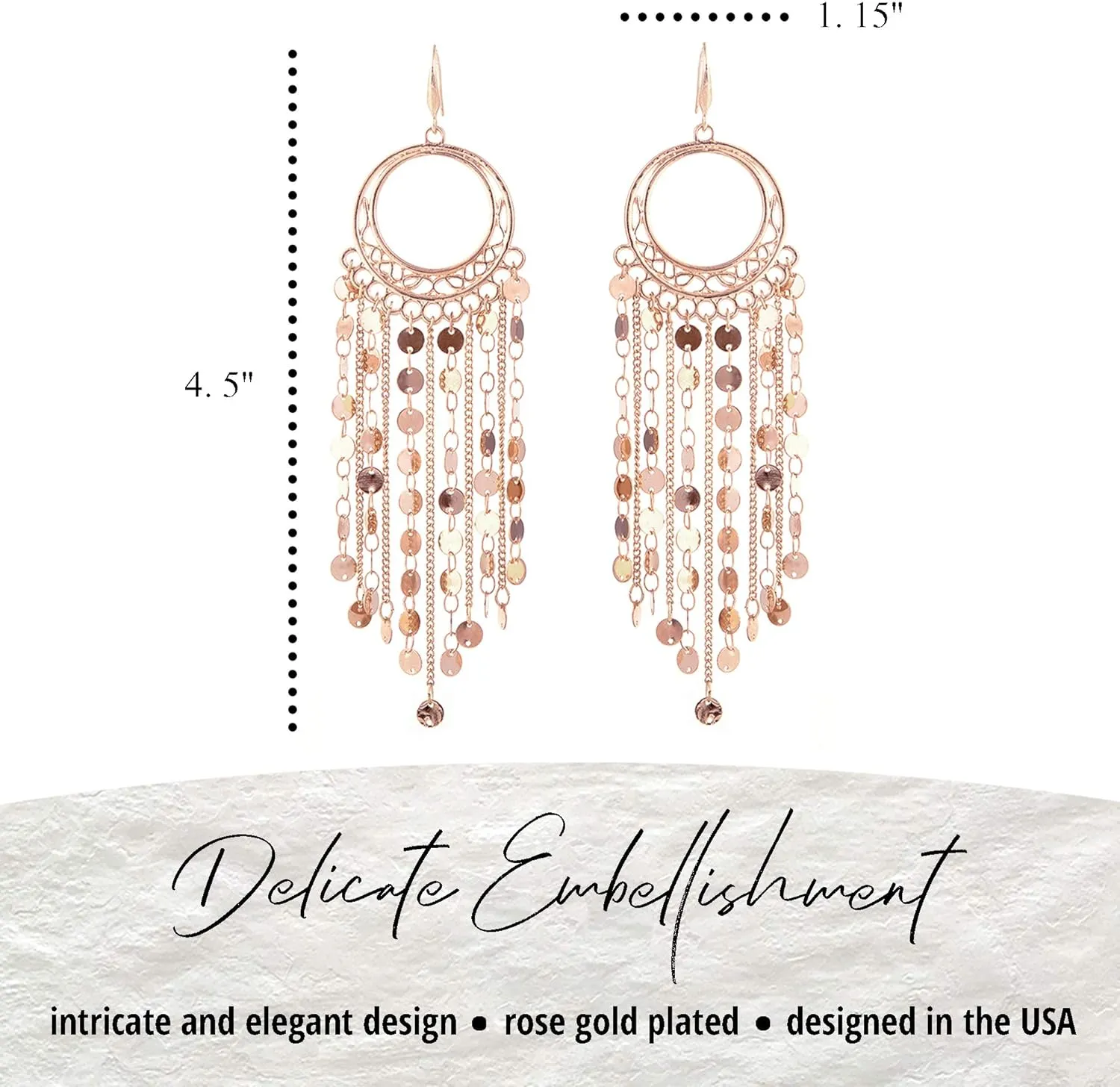Bohemian Boho Tassel Dangle Drop Earrings for Women  Lightweight Filigree Gypsy Coin Chandelier Disc Charm Hoops  included Gift Box