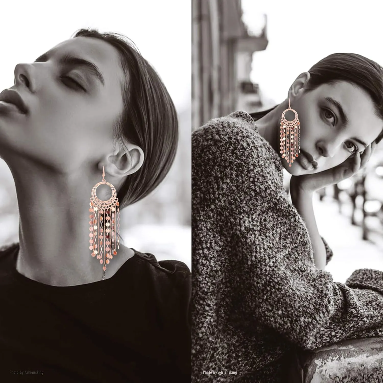 Bohemian Boho Tassel Dangle Drop Earrings for Women  Lightweight Filigree Gypsy Coin Chandelier Disc Charm Hoops  included Gift Box