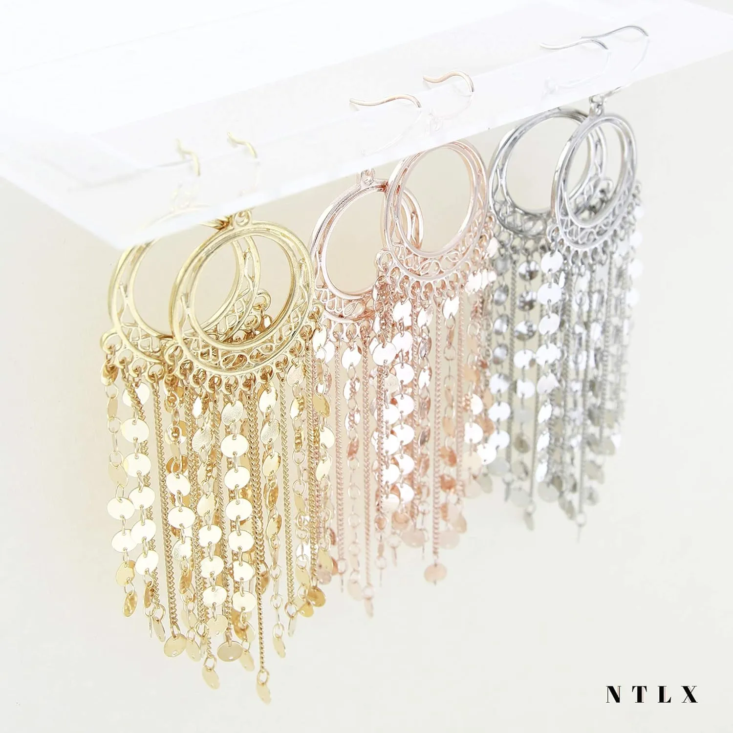 Bohemian Boho Tassel Dangle Drop Earrings for Women  Lightweight Filigree Gypsy Coin Chandelier Disc Charm Hoops  included Gift Box