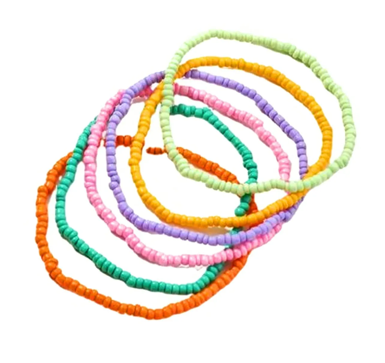 Bohemian Colorful Bead Anklet Sets for Women Summer Beach Handmade Elastic Stretch Barefoot Ankle Bracelet for Foot and Arm(6pcs)