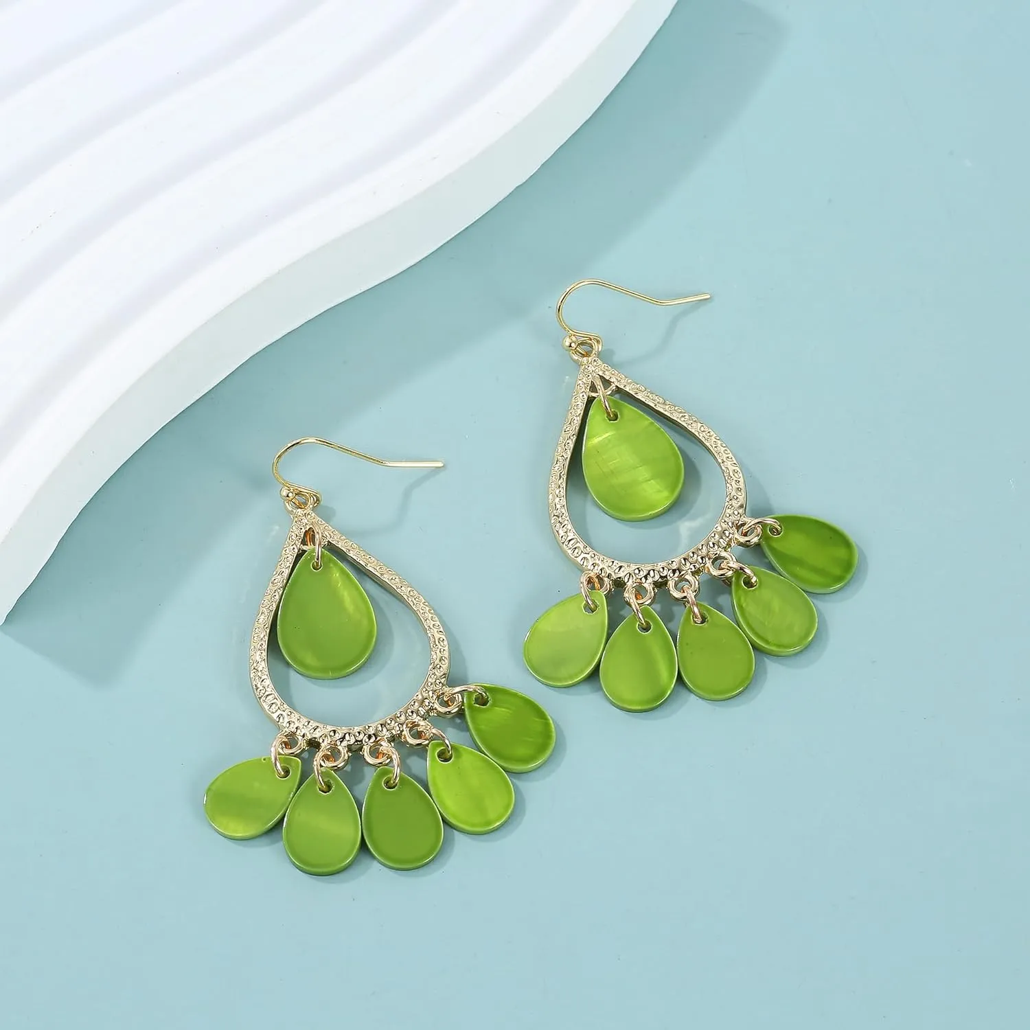 Bohemian Colorful Drop Earrings for women Dangle Teardrop Multi Beads Bohemian Chandelier Statement Earrings Unique Fashion Jewelry Gifts