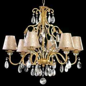 Bohemian Crystal Chandelier With Damask Shades