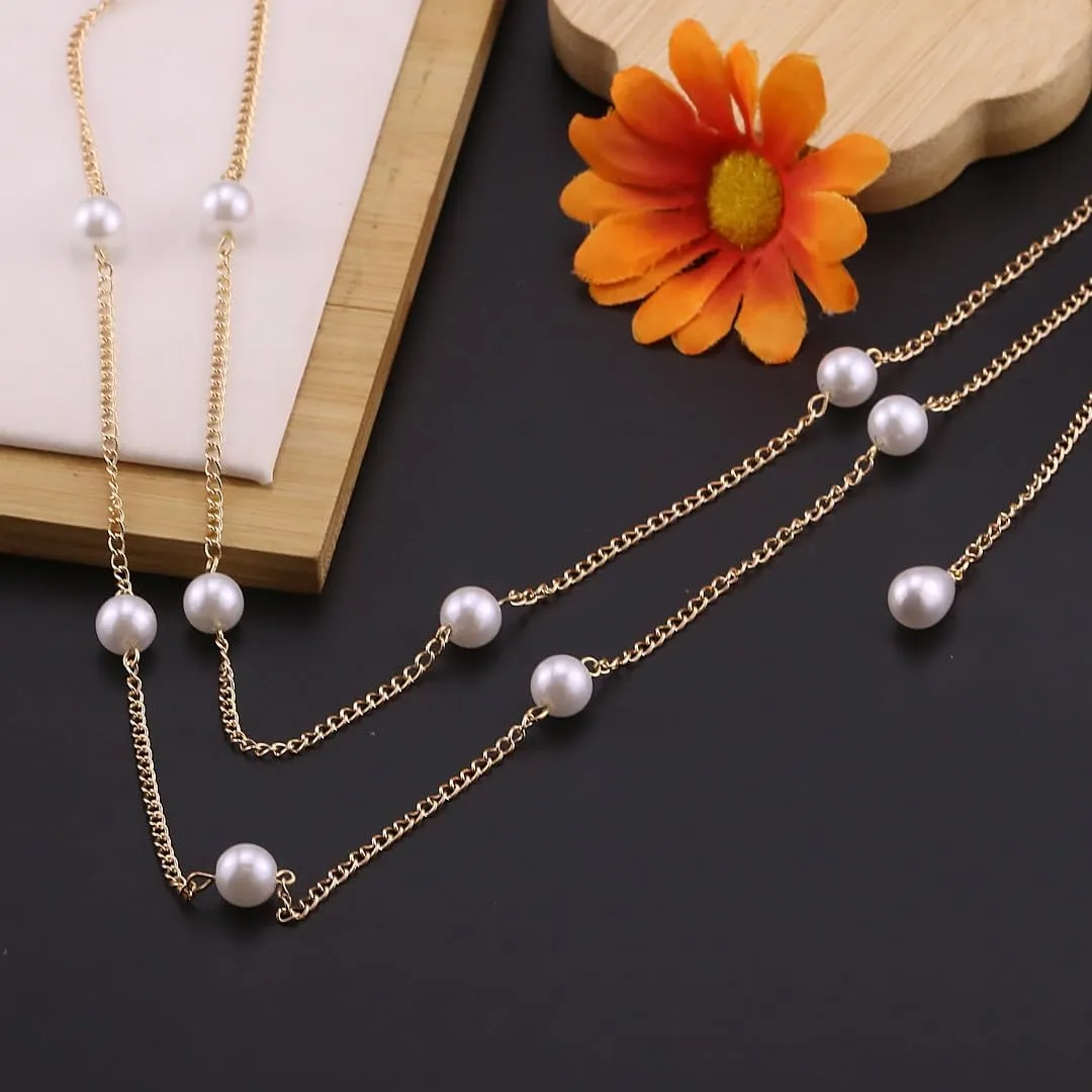Bohemian Fake Pearl Bikini Body Chain for Women Adjustable Waterproof Belly Waist Jewelry Layered Cubic Zirconia Swimsuits Beach Chains Summer Festival Mermaid Party Accessories
