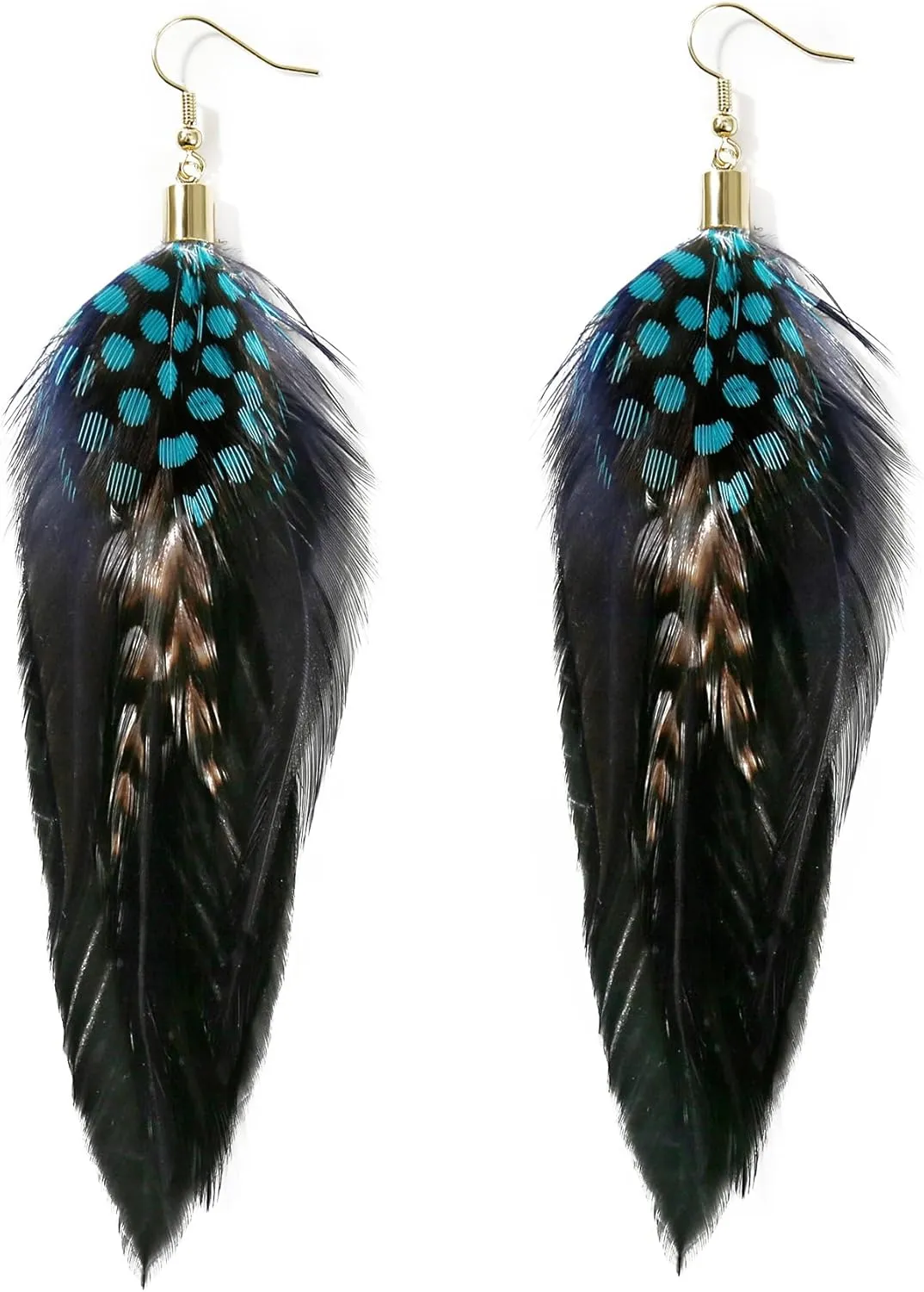 Bohemian Feather Dangle Earrings for Women with Shell Beads Long Tassel Design Drop Earrings