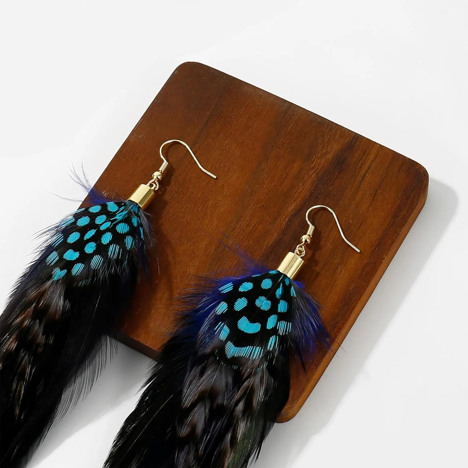 Bohemian Feather Dangle Earrings for Women with Shell Beads Long Tassel Design Drop Earrings