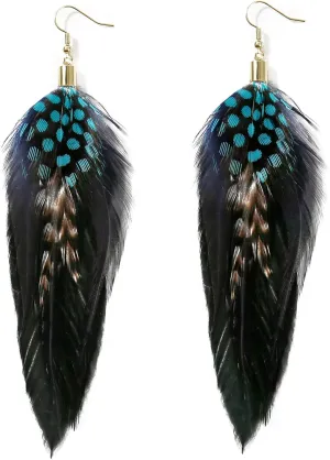 Bohemian Feather Dangle Earrings for Women with Shell Beads Long Tassel Design Drop Earrings