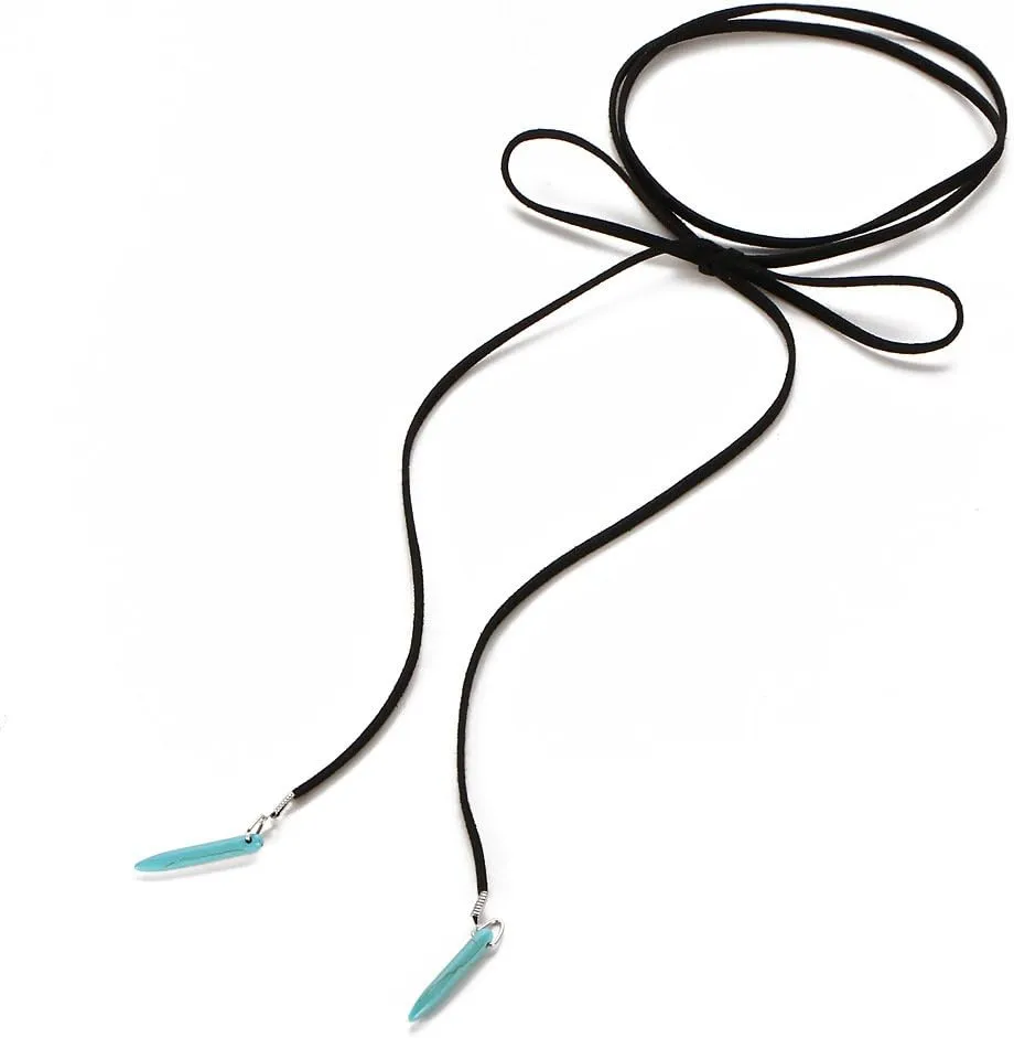 Bohemian Long Choker with Turquoise Pendant Sexy Rock Handmade Vintage Necklace Women Accessories