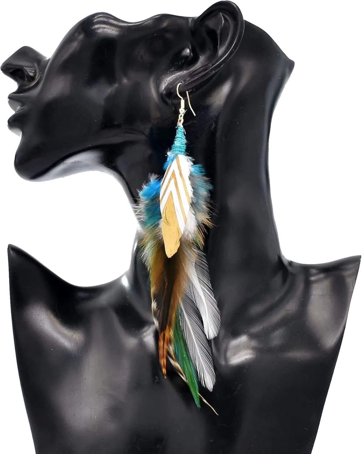 Bohemian Multicolor Feathers Dangle Earrings Beautiful Soft Feather Earrings Bohemian Hippie Chick Dangle Earrings