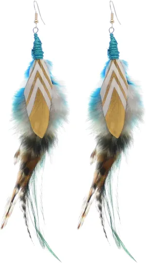 Bohemian Multicolor Feathers Dangle Earrings Beautiful Soft Feather Earrings Bohemian Hippie Chick Dangle Earrings