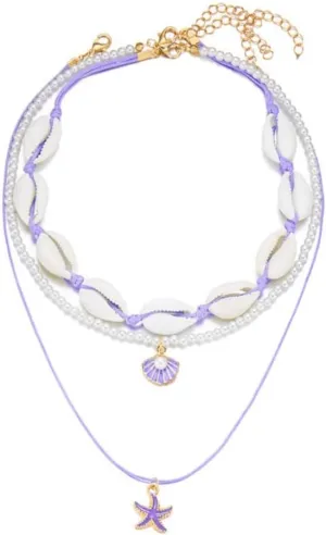Bohemian Puka Shell Starfish Scallop Choker Necklace for Women Boho Handmade Summer Beach Seashell Imitation Pearl Layered Necklace Hawaii Holiday Jewelry Gift